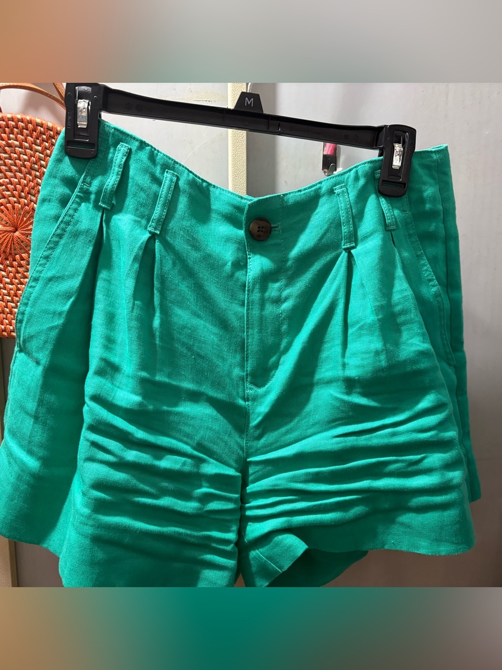 Banana Republic Teal High-Waist Pleated Shorts
